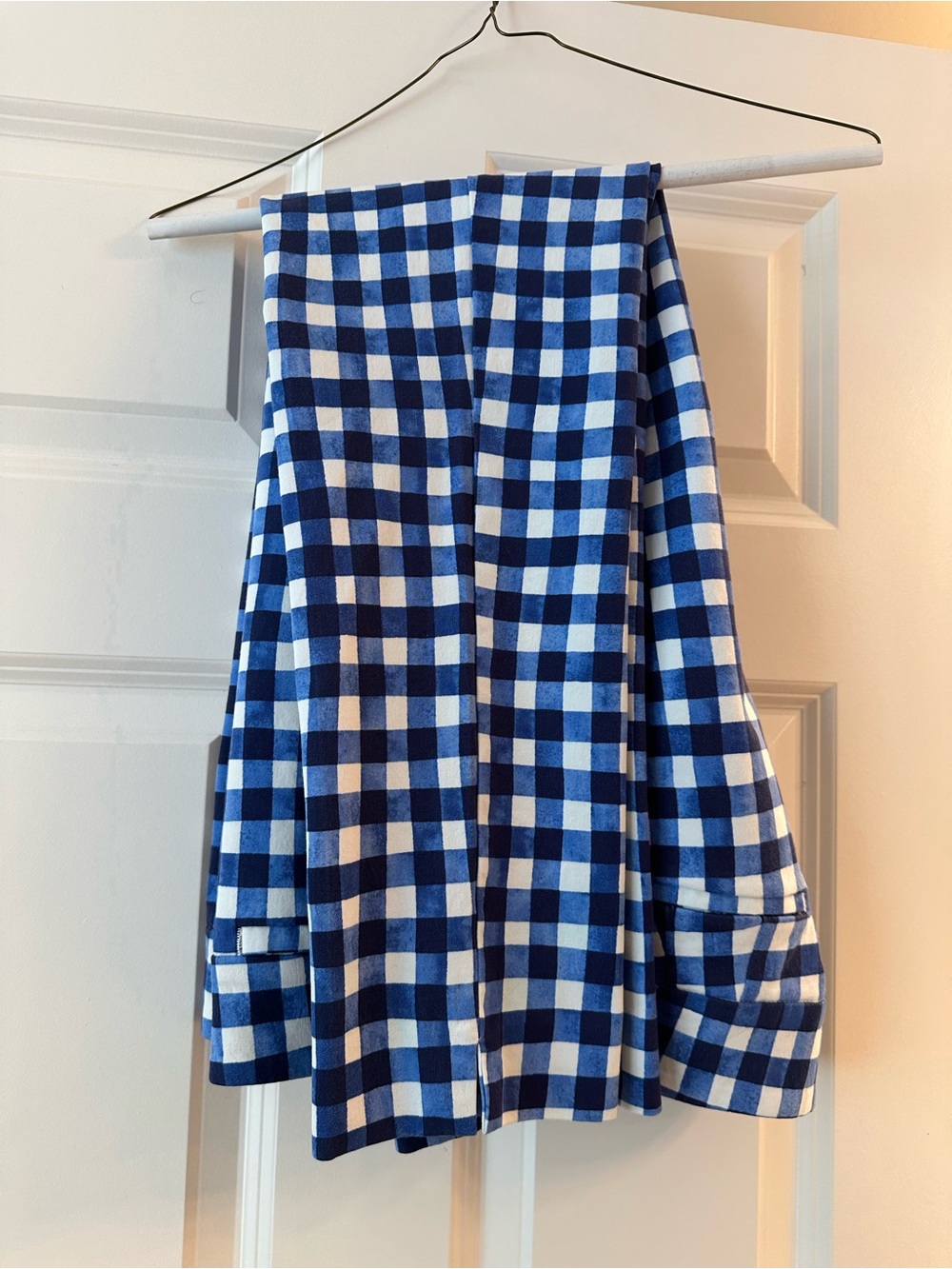 Blue and White Gingham Ankle Pants